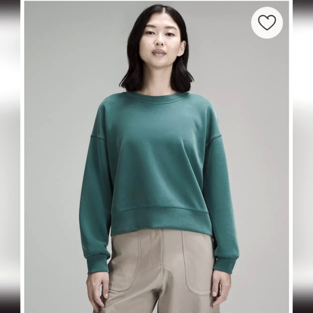 Lululemon Perfectly Oversized Crop Crew Softstreme Storm Teal Size 8